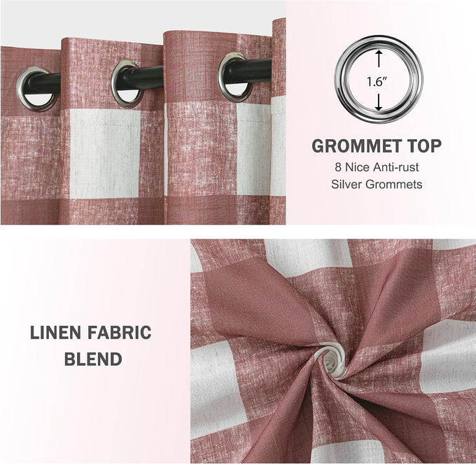 MYSKY HOME Terracotta Plaid Blackout Curtains for Bedroom and Living Room