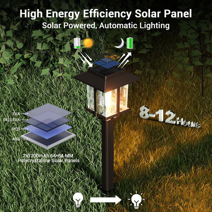 XMCOSY+ Solar Outdoor Lights Waterproof 6 Pack, 2-Tone Solar Garden Lights