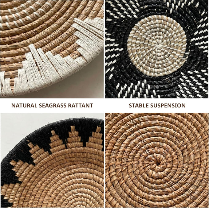 Woven Basket Wall Decor Set of 10, Decorative Wall Plates