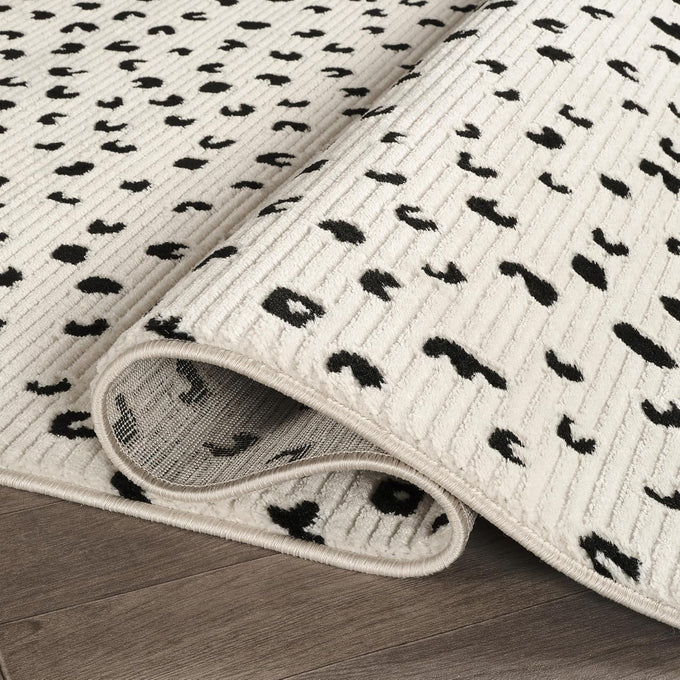 Abani Neutral Collection Cream Area Rug 4' x 6' for Living Room, Bedroom - Modern Design - Durable & Easy to Clean