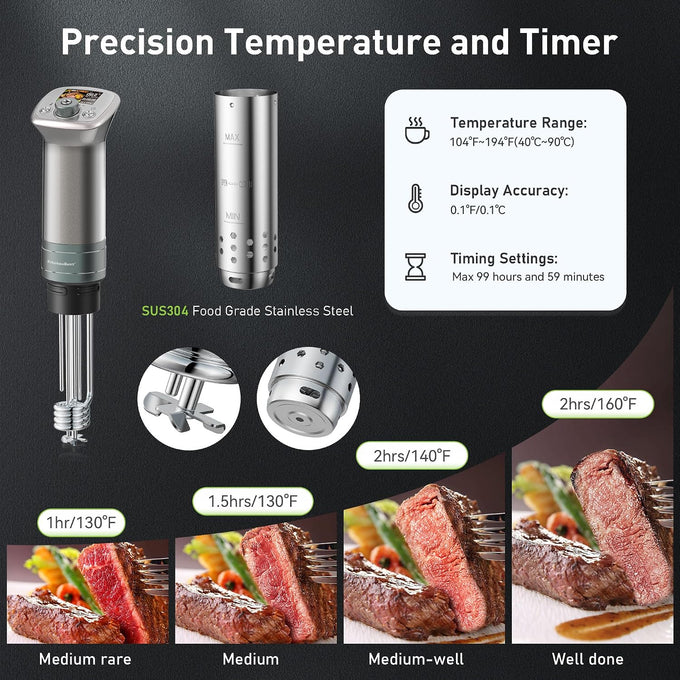 KitchenBoss WiFi Sous Vide Cooker Ultra-quiet 1100W Sous Vide G320PS