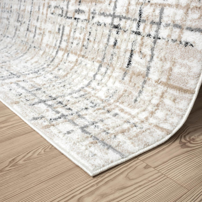 Abani Grey Area Rug for Living Room, Bedroom - Crosshatch Pattern- 4' x 6' -Durable & Easy to Clean