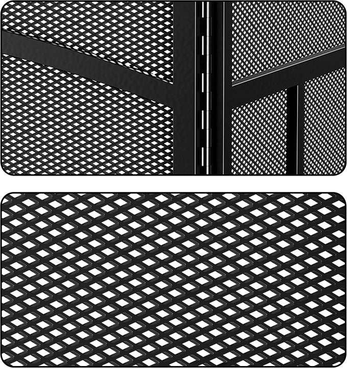 Fire Beauty 3 Panel Wrought Iron Fireplace Screen Spark Guard Cover(Black)