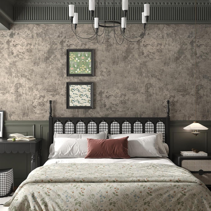 JSEVEM 31"×354" Light Brown Concrete Wallpaper Peel and Stick Industrial Beige Gray Cement Contact Paper Vinyl Warp Matte Textured Self Adhesive Wall Paper for Bedroom Bathroom Office Walls