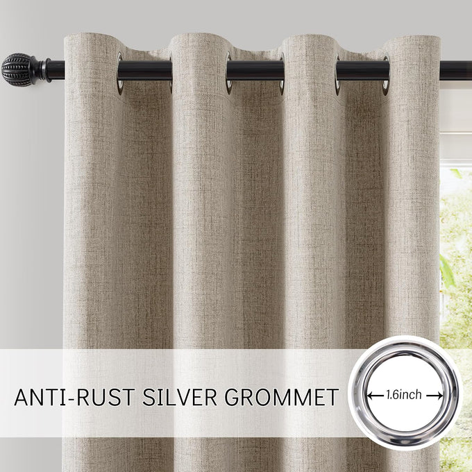 ChrisDowa Linen Drapes for Bedroom & Living Room 100% Blackout Curtains 96"