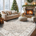 Washable Large 9x12 Area Rug - Living Room Oriental Non Slip Soft Rugs Indoor Low Pile Stain Resistant Carpet for Bedroom Dining Room Farmhouse Distressed Thin Home Decor Floor Mat (9x12 Beige)