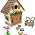 Meadow & Oak Fairy Garden House Kit - Complete with Fairy Garden Accessories, Butterly Seat, Bird Bath, Stepping Stones, Magnetic Door Closure for Indoor/Outdoor Fairy House