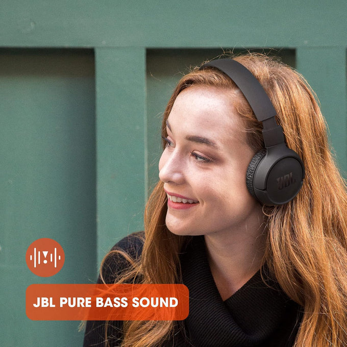 JBL Tune 510BT - Bluetooth headphones with up to 40 hours battery, microphone for call, foldable and comfortable, Android and iOs compatible (White)