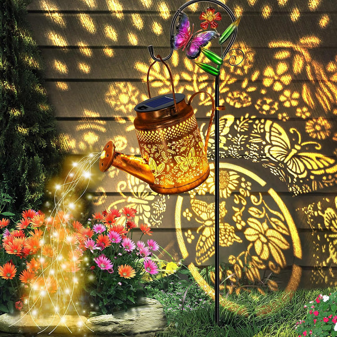 2 Pack Big Solar Lanterns Outdoor Waterproof, Gift for Mom Grandma Women Wife Daughter Mother's Day, Hummingbird Watering Can Garden Light With Shepherd Hook, Solar Path Light Yard Outside Patio Decor