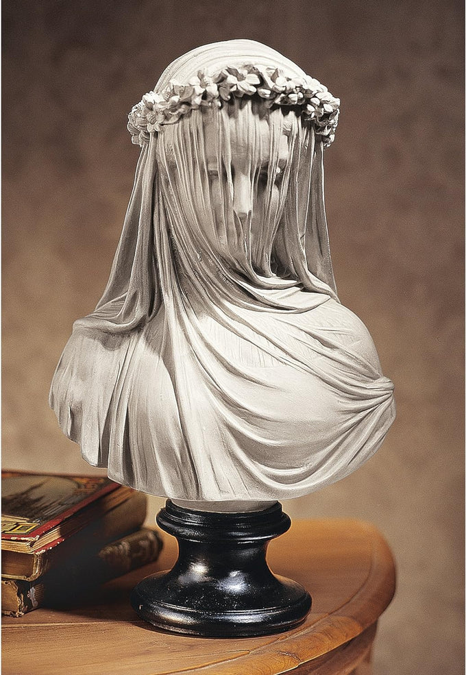 Design Toscano Veiled Maiden Indoor Bust Statue, 9 Inch Wide, 14 Inch Tall