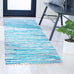 SAFAVIEH Rag Rug Collection Area Rug - 5' x 8', Turquoise & Multi, Handmade Boho Stripe Cotton, Ideal for High Traffic Areas in Living Room, Bedroom (RAR129C)