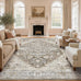 DTICON Vintage Washable 8x10 Area Rug Living Room Rugs, Dark Brown