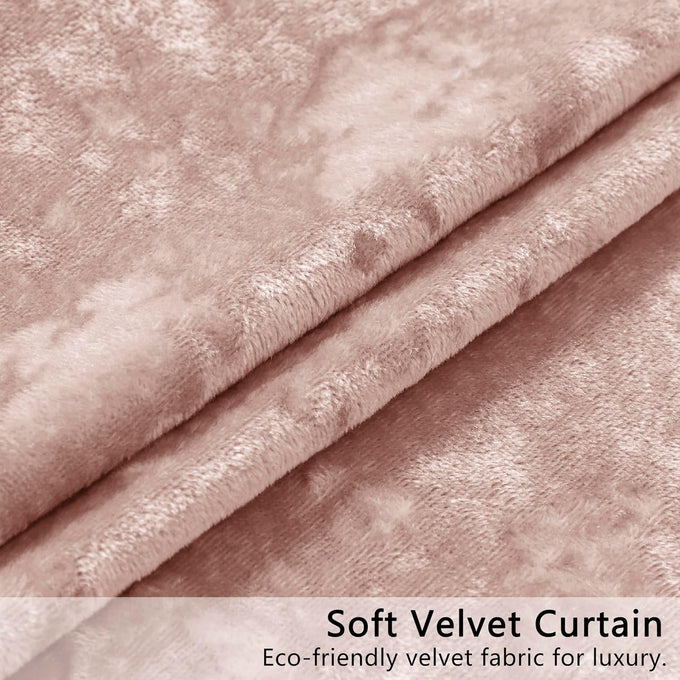 SMILETIME Pink Crushed Velvet Curtains 52x108inch Rod Pocket-2P