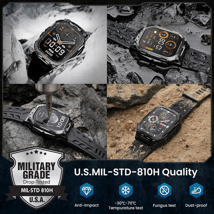 AMAZTIM Smart Watch, Rugged Fitness Watch, 40 Days Battery, Flashlight
