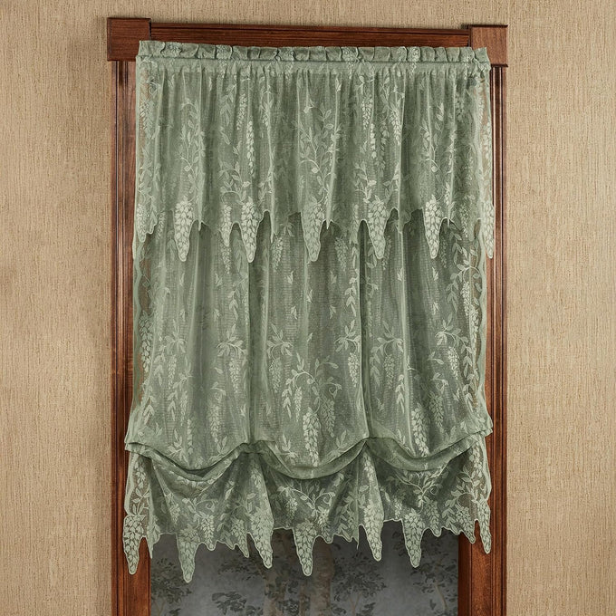 Traditional Wisteria Arbor Lace Window Treatment, Sage, 6 Pc Set