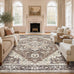 DTICON Vintage Washable 8x10 Area Rug Living Room Rugs, Dark Brown