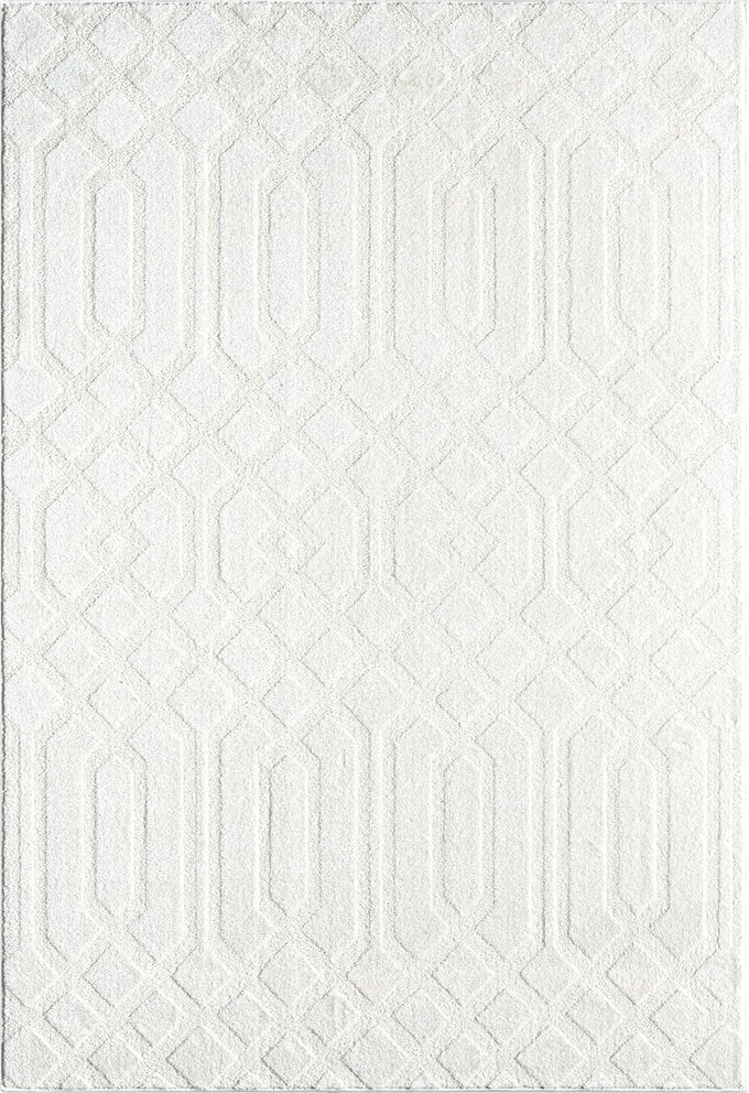 Abani Cozy Cream Area Rug for Living Room, Bedroom - Geometric Diamond Pattern - 4' x 6' - Durable & Easy to Clean