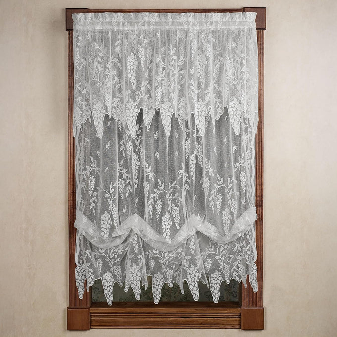Traditional Wisteria Arbor Lace Window Treatment, Sage, 6 Pc Set