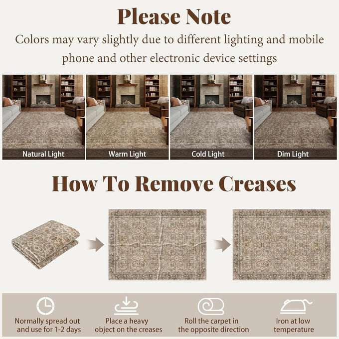 Machine Washable Rugs for Living Room: 8x10 Area Rugs for Bedroom