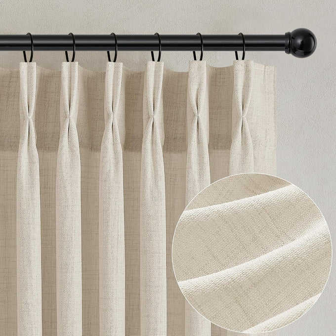 72 Inch Wide Curtains Extra Wide Pinch Pleated Thick Linen Drapes 72x102