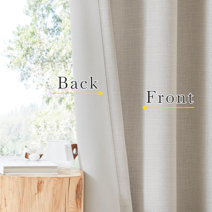 NICETOWN Living Room Curtains 2 Panels Sets Faux Linen Textured, Pinch Pleated Room Darkening Light/Heat Blocking Window Treatments Thermal Curtains for Bedroom, Angora, W50 x L102