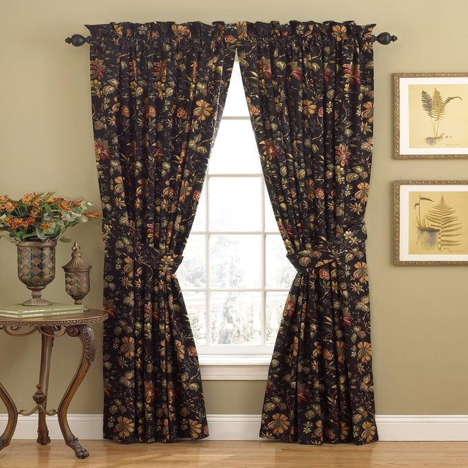 Waverly Felicite Noir Window Panel - 100% Cotton Sateen - 50" X 84"