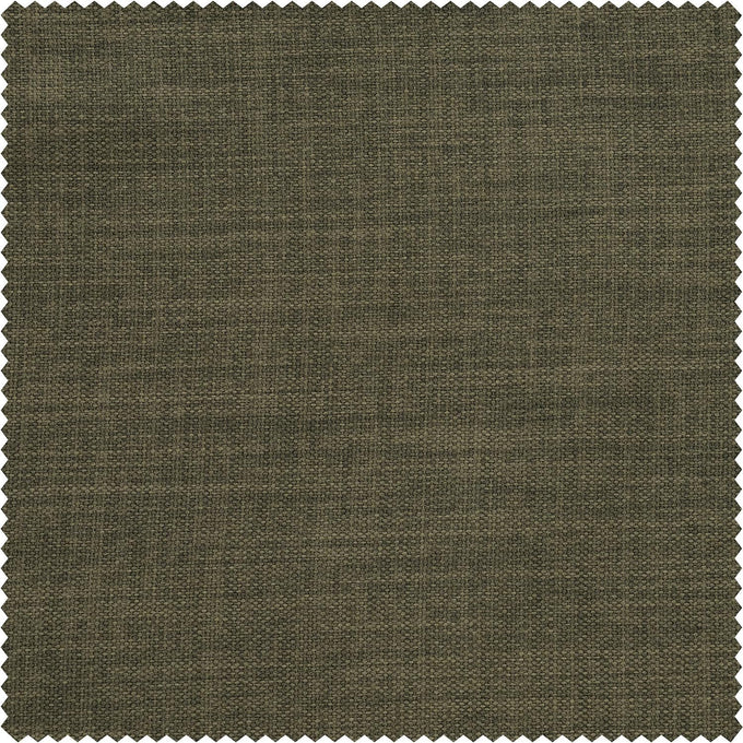 Faux Linen Pleated Curtains for Bedroom (1 Panel) - 25W x 84L, Khaki Green