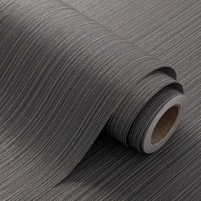 Black Grasscloth Self-Adhesive Wallpaper 23.6"x787"