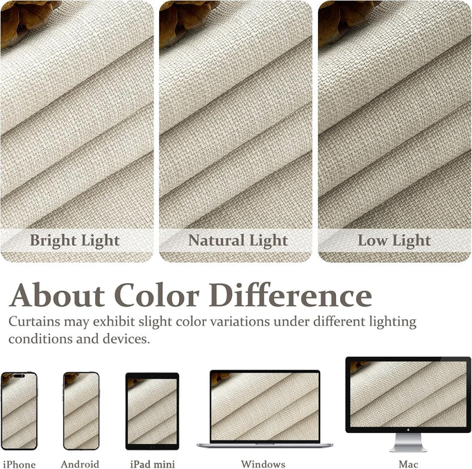Thick Linen Sand Beige Black Out Curtains 96 Inch Long for Living Room, Elegant Pinch Pleated Room Darkening Cream Curtain & Drapes 40x96 Length for Bedroom Privacy Insulated Windows Burg 2 Panels Set