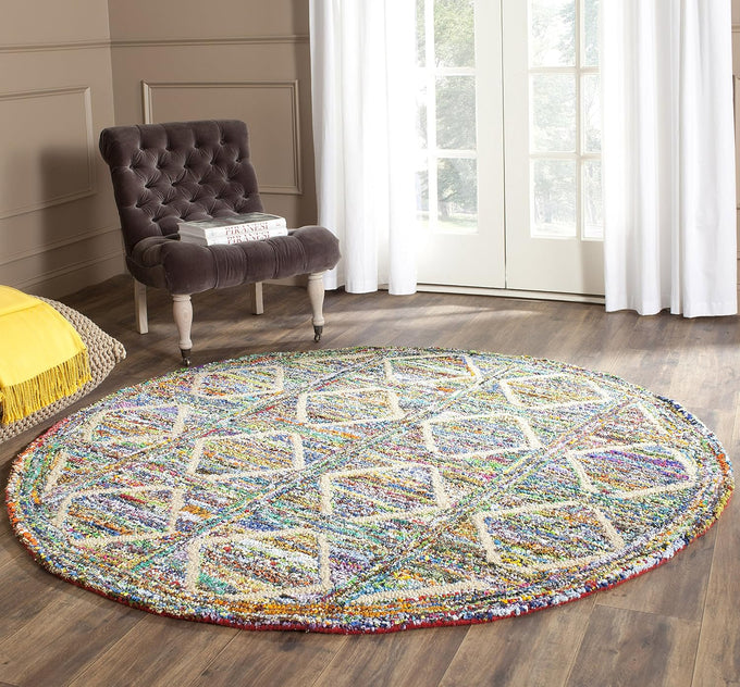 SAFAVIEH Nantucket Collection Accent Rug - 3' x 5', Multi, Handmade Boho Abstract Diamond Cotton, Ideal for High Traffic Areas in Entryway, Living Room, Bedroom (NAN440A)