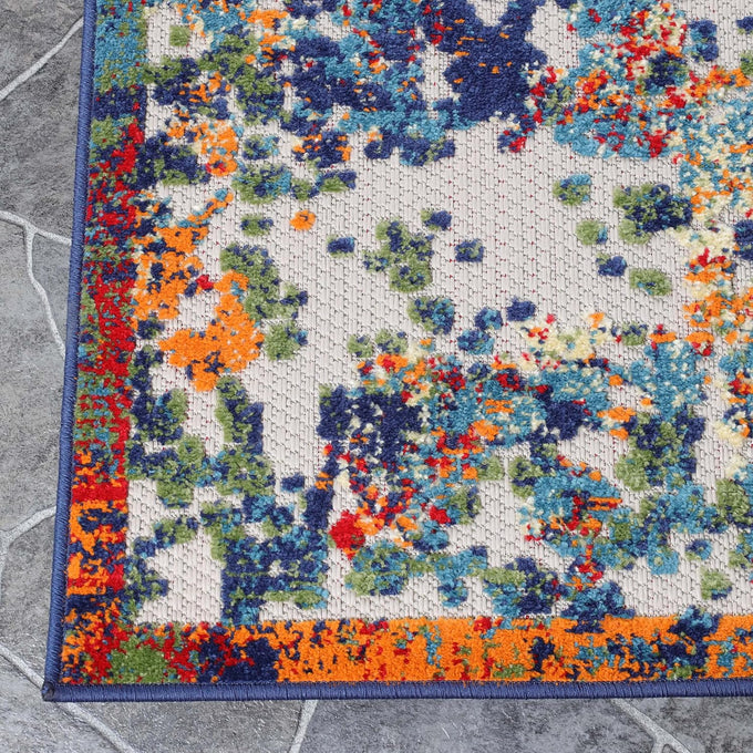 Superior Indoor Outdoor Area Rug, Perfect for Patio, Bedroom, Kitchen, Living Room, Entryway, Playroom, Nursery, Carpet Cover, Abstract Splatter Modern, Kalina Collection, 5' 2" x 7' 2", Cream