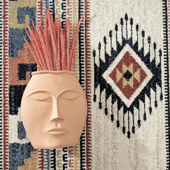 Abani Multicolor Southwestern Design 2'6" x 6' (3x6) Area Rug - Non-Shed Orange, Grey & Beige Tribal Pattern Dining Room Carpet Rugs