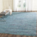 SAFAVIEH Rag Rug Collection Area Rug - 6' Square, Blue & Multi, Handmade Boho Stripe Cotton, Ideal for High Traffic Areas in Living Room, Bedroom (RAR121B)