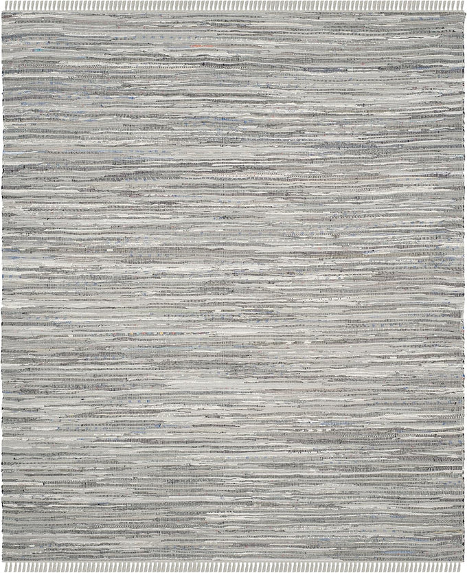 SAFAVIEH Rag Rug Collection Area Rug - 6' x 9', Grey, Handmade Boho Stripe Cotton, Ideal for High Traffic Areas in Living Room, Bedroom (RAR121A)