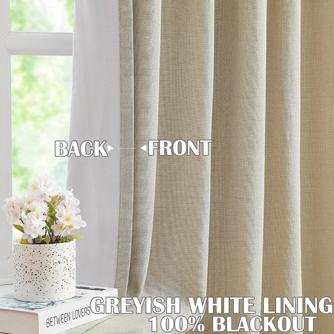 Kayne Studio Sand Linen Blend Pinch Pleated Full Blackout Curtains 108 Inch