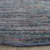 SAFAVIEH Rag Rug Collection Area Rug - 6' Round, Purple & Multi, Handmade Boho Stripe Cotton, Ideal for High Traffic Areas in Living Room, Bedroom (RAR121D)