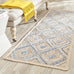 SAFAVIEH Cape Cod Collection Area Rug - 4' Square, Natural & Blue, Handmade Flat Weave Diamond Braided Jute & Denim, Ideal for High Traffic Areas in Living Room, Bedroom (CAP354A)