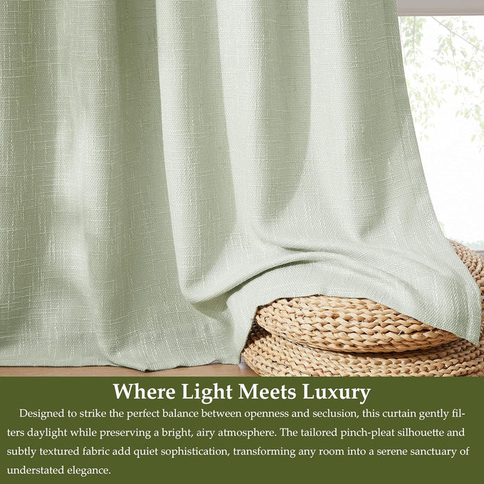 WEST LAKE Soft Green Pinch Pleated Light Filtering Curtains 90 Inches Long