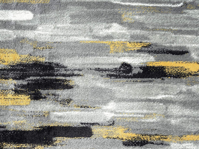 Abani Porto PRT140C Contemporary Grey and Yellow Abstract Area Rug 5'3"x7'6"