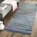 SAFAVIEH Rag Rug Collection Area Rug - 6' Round, Purple & Multi, Handmade Boho Stripe Cotton, Ideal for High Traffic Areas in Living Room, Bedroom (RAR121D)
