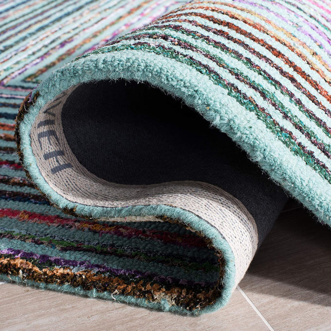SAFAVIEH Nantucket Collection Accent Rug - 3' x 5', Teal, Handmade Boho Abstract Cotton & Wool, Ideal for High Traffic Areas in Entryway, Living Room, Bedroom (NAN603A)