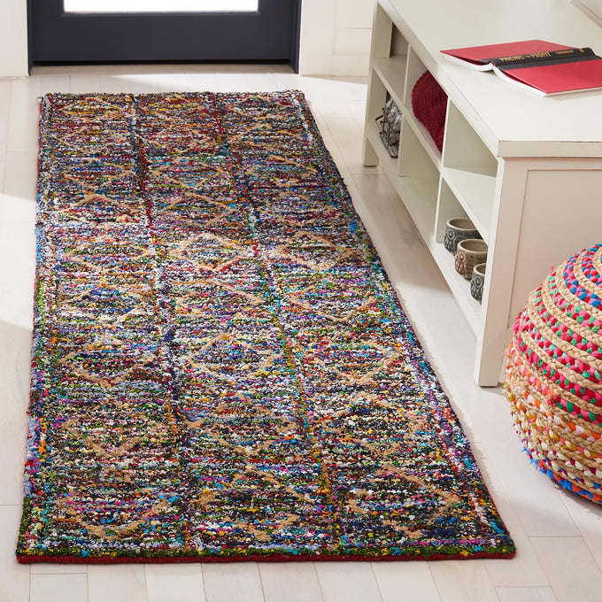 SAFAVIEH Nantucket Collection Accent Rug - 3' x 5', Multi, Handmade Boho Abstract Diamond Cotton, Ideal for High Traffic Areas in Entryway, Living Room, Bedroom (NAN440A)