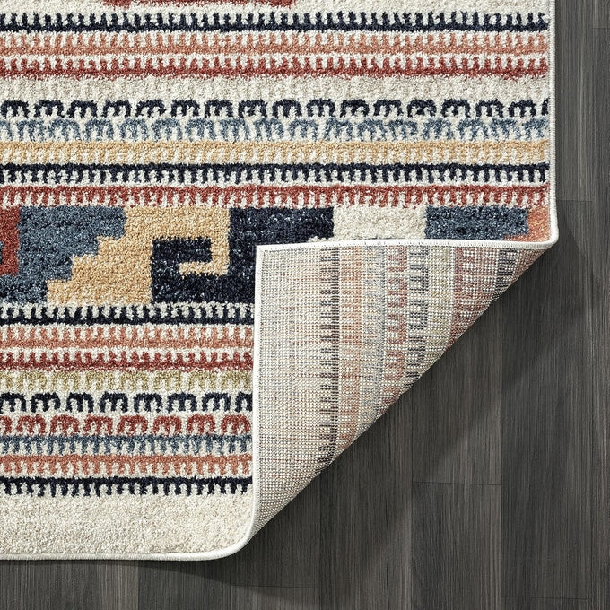 Abani Multicolor Southwestern Design 2'6" x 6' (3x6) Area Rug - Non-Shed Orange, Grey & Beige Tribal Pattern Dining Room Carpet Rugs