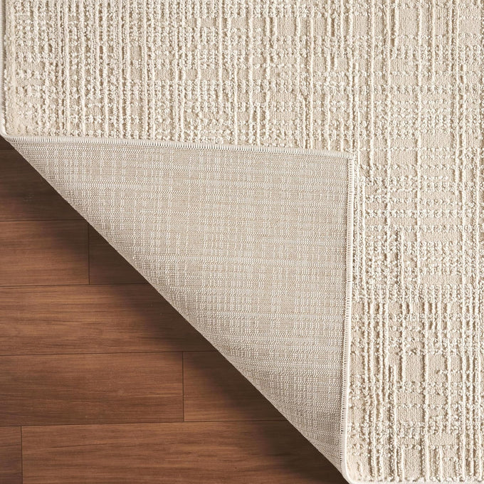 Abani Beige Area Rug - 4' x 6' - Living Room & Bedroom - Textured Stripe Weave Design - Indoor Use - Easy to Clean, Stain Resistant, Non-Shedding - Neutral Collection