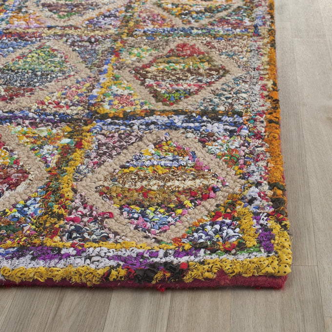 SAFAVIEH Nantucket Collection Accent Rug - 3' x 5', Multi, Handmade Boho Abstract Diamond Cotton, Ideal for High Traffic Areas in Entryway, Living Room, Bedroom (NAN440A)