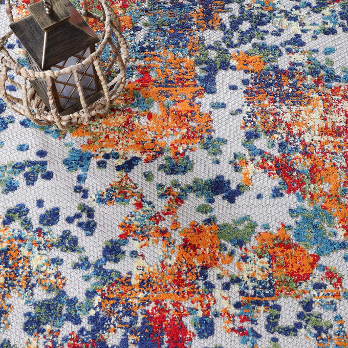 Superior Indoor Outdoor Area Rug, Perfect for Patio, Bedroom, Kitchen, Living Room, Entryway, Playroom, Nursery, Carpet Cover, Abstract Splatter Modern, Kalina Collection, 5' 2" x 7' 2", Cream