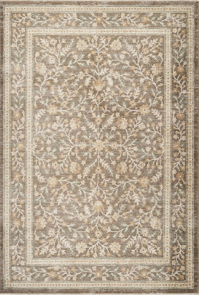 Abani Evelyn Collection Mocha Area Rug - 4' x 6' - Floral Pattern, Non-Shedding - Easy to Clean, Durable for Living Rooms, Bedrooms & Offices, Pet & Kid Friendly