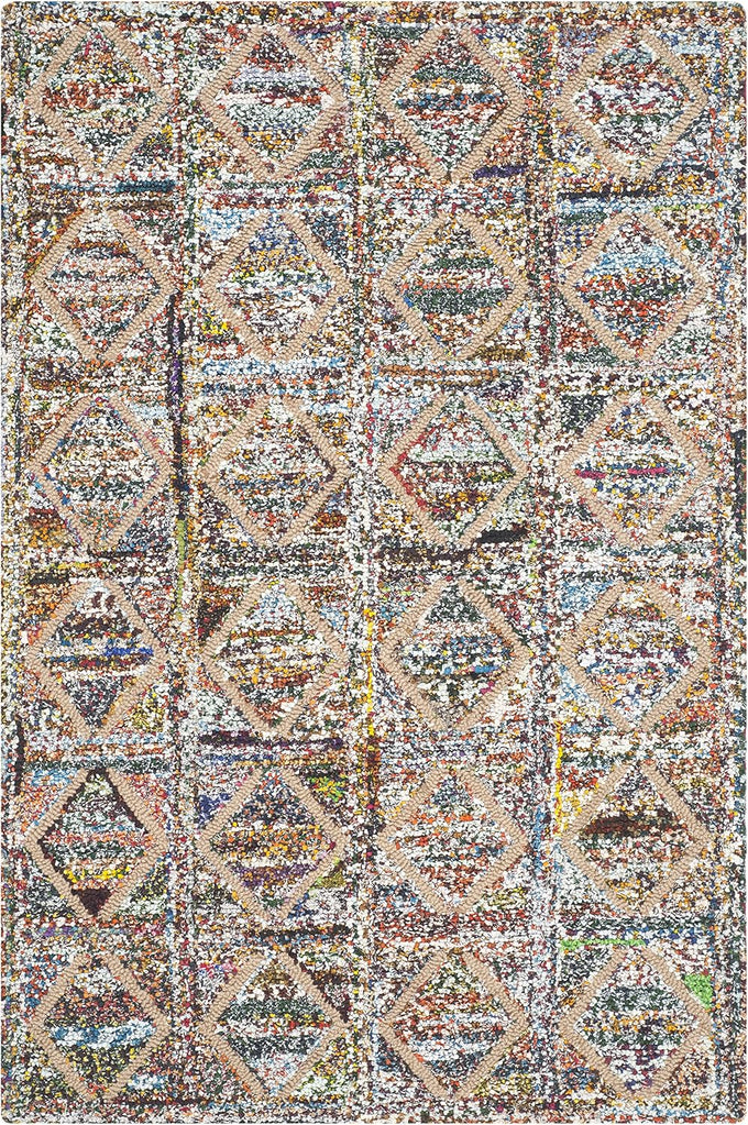 SAFAVIEH Nantucket Collection Accent Rug - 3' x 5', Multi, Handmade Boho Abstract Diamond Cotton, Ideal for High Traffic Areas in Entryway, Living Room, Bedroom (NAN440A)