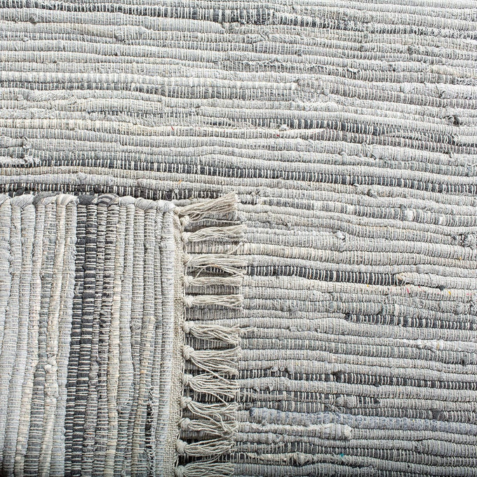 SAFAVIEH Rag Rug Collection Area Rug - 6' x 9', Grey, Handmade Boho Stripe Cotton, Ideal for High Traffic Areas in Living Room, Bedroom (RAR121A)